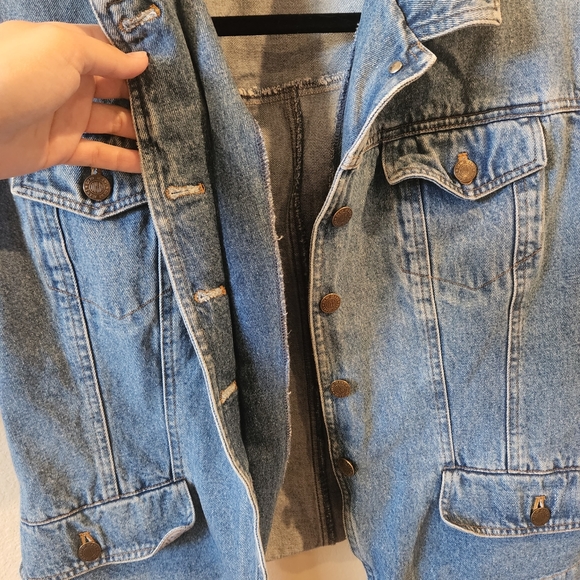 DKNY Womens Blue Button-Up Jean Jacket- Size L - Picture 5 of 9